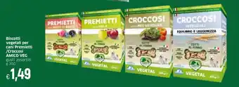 IperFamila Amico Veg Biscotti vegetali per cani Premietti / Croccosi gusti assortiti 300 g offerta