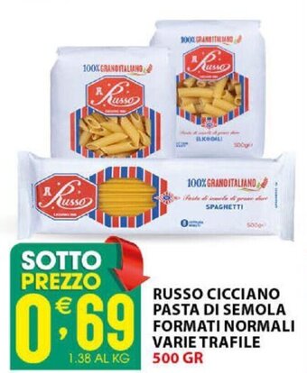 Sisa Russo Cicciano Pasta Di Semola Formati Normali Varie Trafile 500 gr offerta