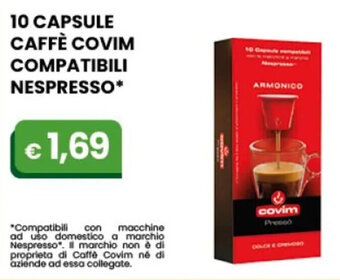 Gala Supermercati 10 Capsule Caffè Covim Compatibili Nespresso offerta