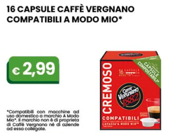 Gala Supermercati 16 Capsule Caffè Vergnano Compatibili A Modo Mio offerta