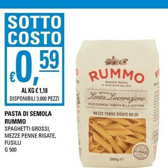 Basko Rummo Mezze Penne Rigate N°28 500 G(ml) offerta