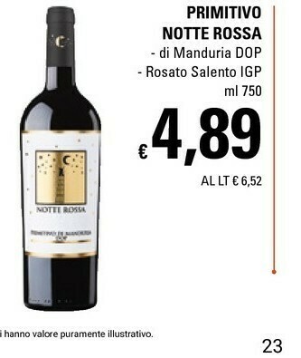 Basko Notte rossa Primitivo Di Manduria DOP/Rosato Salento IGP offerta
