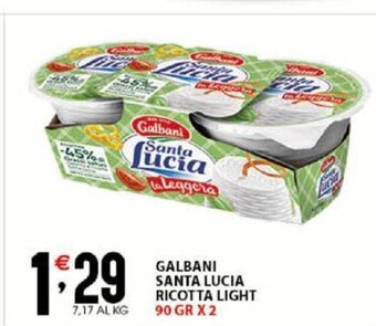 Sisa Galbani Santa Lucia Ricotta Light 90 Gr x 2 offerta