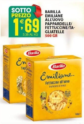 Sisa Barilla Emiliane All'Uovo Pappardelle/ Fettuccine / Tagliatelle 500 gr offerta