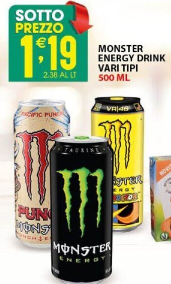 Sisa Monster Energy Drink Vari Tipi - 500 ml offerta