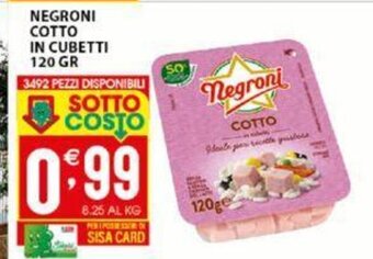 Sisa Negroni Cotto In Cubetti 120 Gr offerta