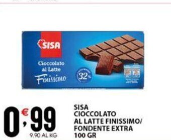 Sisa Sisa Cioccolato Al Latte Finissimo/ Fondente Extra 100 gr offerta