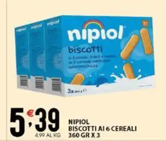 Sisa Nipiol Biscotti Al 6 Cereali 360 gr x 3 offerta