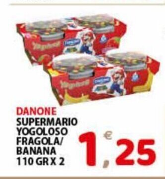 Premium Supermercati Danone Supermario Yogoloso Fragola/ Banana 110 gr x 2 offerta
