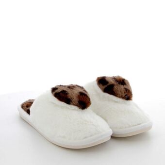 You young coveri - pantofole bianche/maculate in peluche con cuore