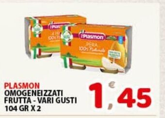 Premium Supermercati Plasmon Omogeneizzati Frutta - Vari Gusti 104 gr x 2 offerta