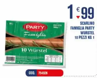 Adhoc Scarlino Famiglia Party Wurstel 10 pezzi 1 kg offerta