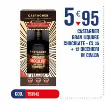 Castagner Gran Liquore Chocolate 35 cl + 12 Bicchieri In Cialda
