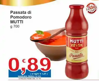 Sidis Mutti Passata di Pomodoro 700 g offerta