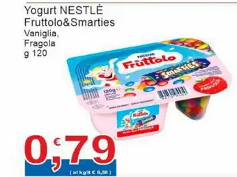 Sidis Nestlè Yogurt Fruttolo & Smarties Vaniglia, Fragola 120 g offerta