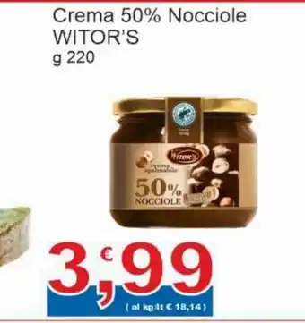 Sidis Witor's Crema 50% Nocciole 220 g offerta