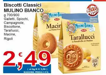 Sidis Mulino Bianco Biscotti Classici 700/900 g Galletti, Spicchi, Campagnole, Biscottone, Tarallucci, Macine Rigoli offerta