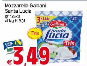 Kanguro Galbani Mozzarella Santa Lucia 125 gr x 3 offerta