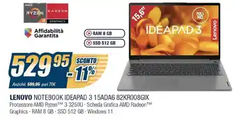 Sinergy Lenovo Notebook Ideapad 3 15ADA6 82KR008GIX offerta