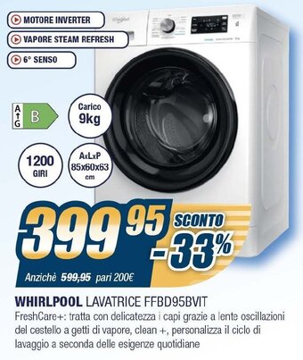 Sinergy Whirlpool Lavatrice FFBD95BVIT offerta