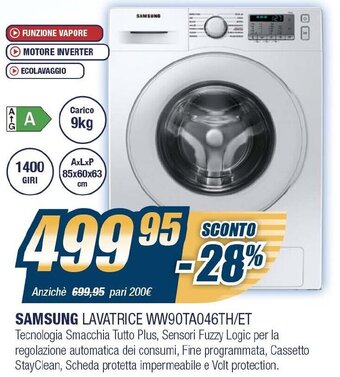 Sinergy Samsung Lavatrice WW90TA046TH/ET offerta