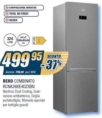Sinergy Beko Combinato RCNA366E40ZXBN offerta