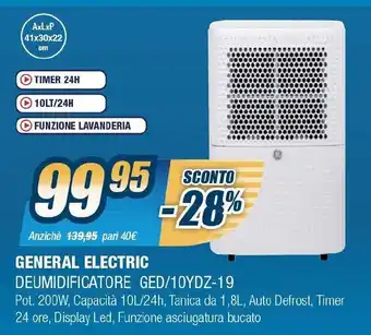 Sinergy General Electric Deumidificatore GED/10YDZ-19 offerta