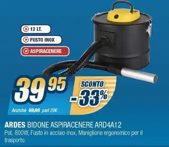 Ardes Bidone Aspiracenere Ard4A12