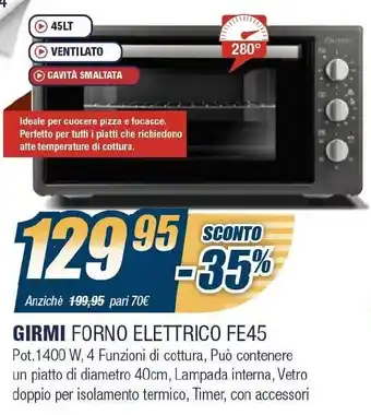 Sinergy Girmi Forno Elettrico FE45 offerta