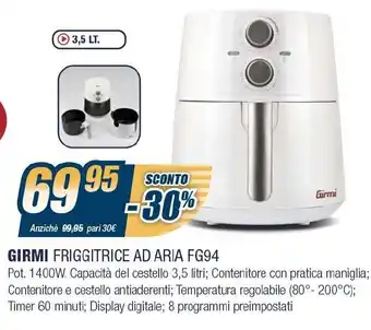 Sinergy Girmi Friggitrice Ad Aria FG94 offerta