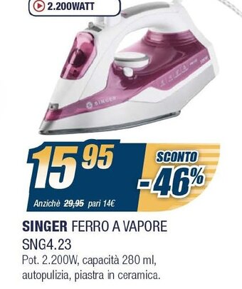 Sinergy Singer Ferro a Vapore SNG4.23 offerta