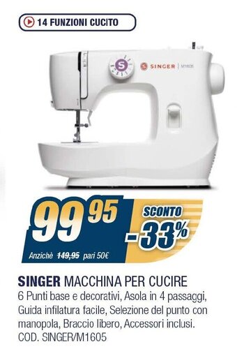 Sinergy Singer Macchina Per Cucire offerta
