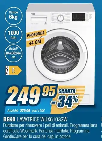 Sinergy Beko Lavatrice WUX61032W offerta