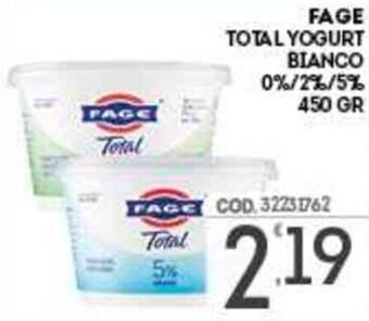 Eurocash Fage Total Yogurt Bianco 0%/2%/5% 450 gr offerta