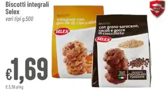 Pan Selex Biscotti integrali vari tipi g. 500 offerta