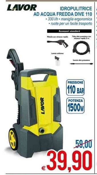 MD Discount Lavor Idropulitrice Ad Acqua Fredda Dive 110 offerta