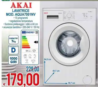MD Discount Akai Lavatrice Mod. Aqua7001nv offerta