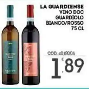 Eurocash La Guardiense Vino DOC Guardiolo Bianco/Rosso 75 cl offerta