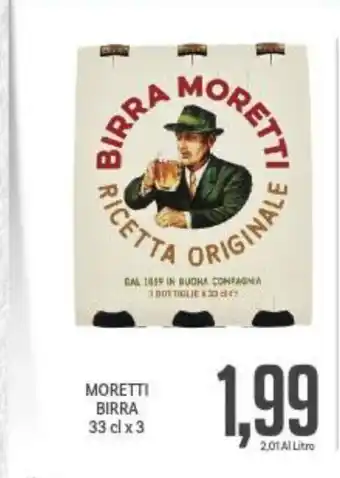 Supermercati Piccolo Birra Moretti 33 cl x 3 offerta