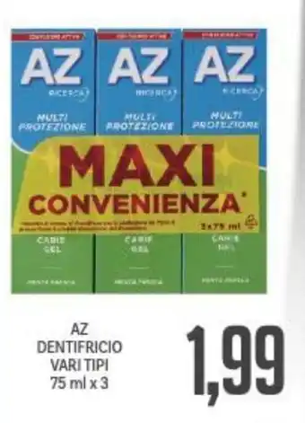 Supermercati Piccolo AZ Dentifricio Vari Tipi 75 ml x 3 offerta