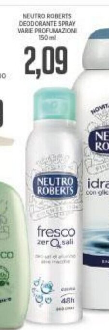 Supermercati Piccolo Neutro Roberts Deodorante Spray Varie Profumazioni 150 ml offerta