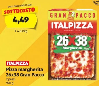 ALDI Italpizza Pizza margherita 26x38 Gran Pacco 2 pezzi 970 g offerta