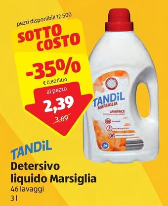 ALDI Tandil Detersivo liquido Marsiglia 46 lavaggi 3 L offerta