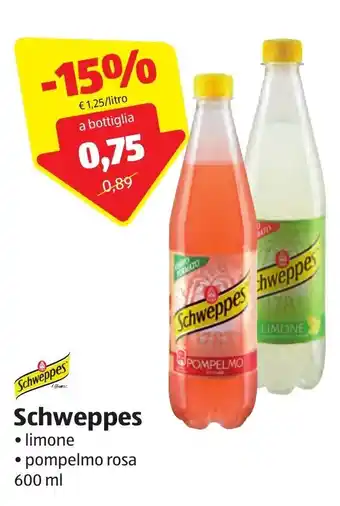 Schweppes limone pompelmo rosa 600 ml