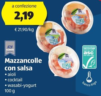 ALDI Mazzancolle con salsa aioli/cocktail/wasabi-yogurt 100 g offerta