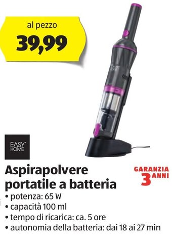 ALDI Aspirapolvere portatile a batteria offerta