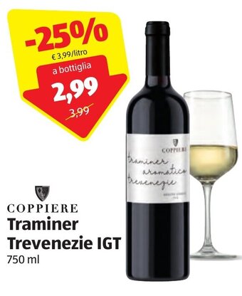 ALDI Coppiere Traminer Trevenezie IGT 750 ml offerta