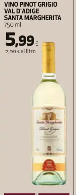 Extracoop Vino Pinot Grigio Val D' Adige Santa Margherita 750 ml offerta