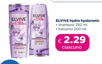 Acqua & Sapone Elvive hydra hyaluronic shampoo 250 ml balsamo 200 ml offerta
