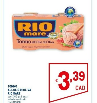 Metro Rio Mare Tonno All'Olio Di Oliva 160 G(ml) offerta